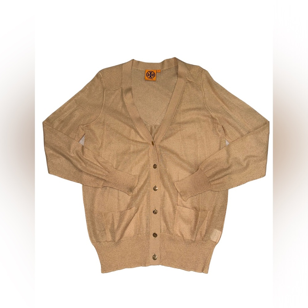 Tory Burch Caramel Crepe Cardigan